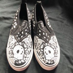 Brand New Skull Paisley Slip Ons